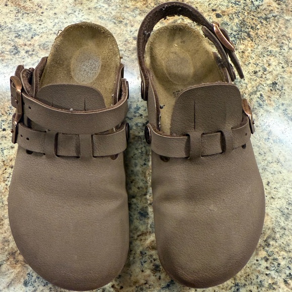 Brown Leather Birkenstock Clogs with Buckle Straps - Picture 1 of 3